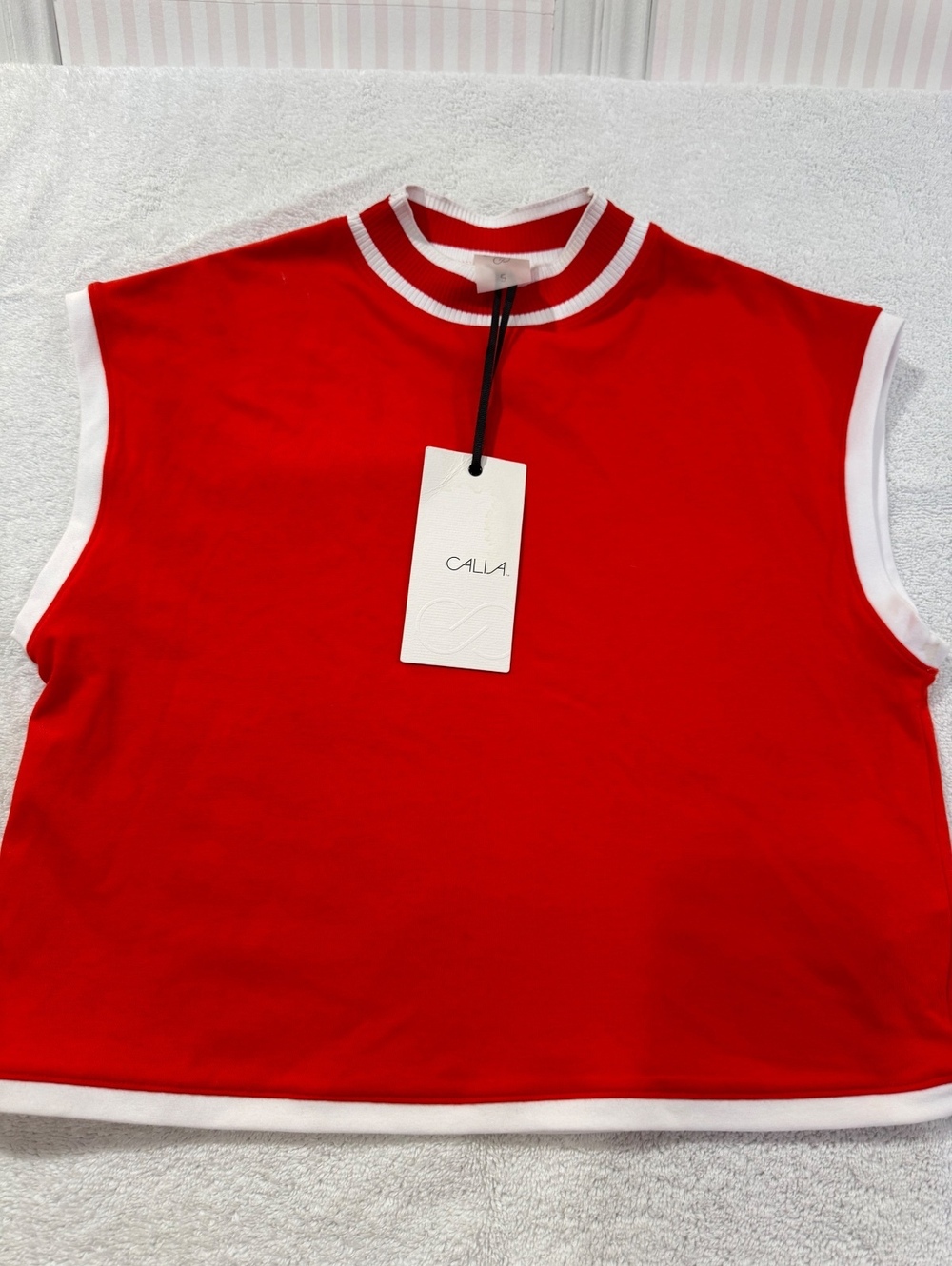 CALIA Women’s Small Red White Sleeveless Golf Tennis Top NWT